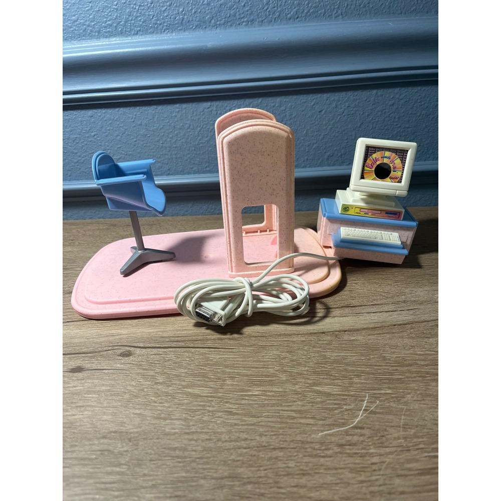 Vintage Talk to Me Barbie Computer‎ Desk Chair Playset Pink  Play Kids